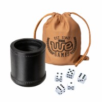 WE Games Leather Dice Cup, Ribbed Rubber Lining, 5 Dice, Canvas Storage Bag
