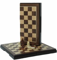 WE Games Magnetic Folding Chess & Checkers Set, Walnut Wood Finish, 8 in.