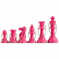 WE Games Keychain Bag Tag Chessmen - Includes 17 Pieces in Pink
