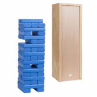 WE Games Wood Block Stacking Party Game - 12 in. Box  - Blue Blocks