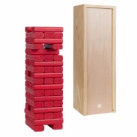 WE Games Wood Block Stacking Party Game - 12 in. Box - Red Blocks
