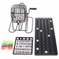 WE Games Grand Bingo Set, 8 in. Black Metal Cage, Balls, Holder, Cards, Markers