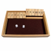 WE Games Dice Board Game, 12 Number Flip Tiles with Natural Wooden Box, Large