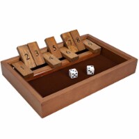 WE Games Dice Board Game, 9 Number Flip Tiles, Dark Stained Wooden Box 11 inches
