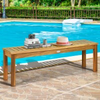 Costway  52'' Outdoor Acacia Wood Dining Bench Chair with Slatted Seat,2Pcs
