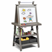 3 in 1 Double-Sided Storage Art Easel w/ Paint Cups for Kids Writing Earl Earl Grey