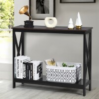 Costway 2-Tier Console Table x-Design Bookshelf Sofa Side Accent Table w/Shelf White\