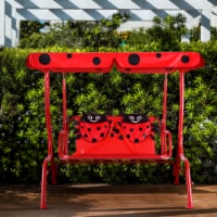 Gymax Kids Patio Porch Bench Swing w/ Safety Belt Canopy Outdoor Furniture Red
