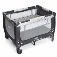 Gymax Portable Baby Playard Playpen Nursery Center w/ Mattress Foldable Design Grey