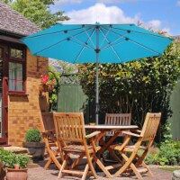 Costway 9' Patio Market Umbrella Outdoor Table Aluminum Crank W/8 Rib Beige