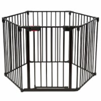 Costway 6 Panel Baby Safe Metal Gate Play Yard Barrier Pet Fence Adjustable Black