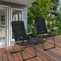 2PCS Patio Folding Chairs Back Adjustable Reclining Padded Garden Furniture
