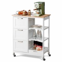 Gymax Rolling Kitchen Island Utility Storage Cart w/ 3 Storage Drawers & Shelves White