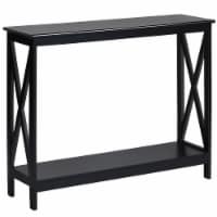 Costway 2-Tier Console Table x-Design Bookshelf Sofa Side Accent Table w/Shelf White\