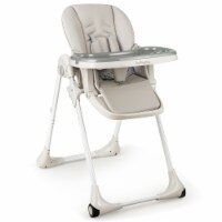 Costway Baby Foldable Convertible High Chair w/Wheels Adjustable Height Recline Gray