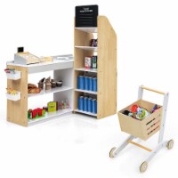 Costway Grocery Store Playset Pretend Play Supermarket Shopping Set with Shopping Cart