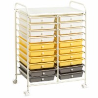 Costway 20 Drawers Rolling Cart Storage Scrapbook Paper Studio Organizer Bins Grey, Beige and