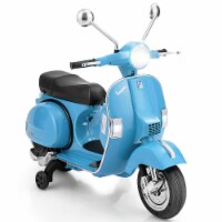 Gymax 6V Kids Ride On Vespa Scooter Motorcycle w/ Training Wheel & Headlight Blue