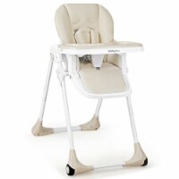 Costway Baby Foldable Convertible High Chair w/Wheels Adjustable Height Recline Beige