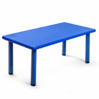 Kids Plastic Rectangular Learn and Play Table Playroom Kindergarten Home Blue