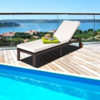 Patio Adjustable Rattan Recliner Chaise Lounge Chair w/ Cushion Wheels