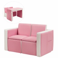 Gymax Multi-functional Kids Sofa Table Chair Set 2 Seat Couch Furniture W/Storage Box