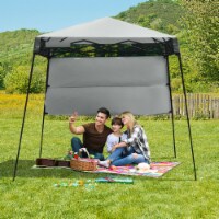 Gymax 7x7 FT Slant Leg Pop-up Canopy Tent Shelter Adjustable Portable Carry Bag Grey