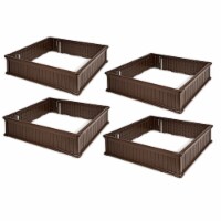 Gymax 4 Pcs 48.5'' Raised Garden Bed Square Plant Box Planter Flower Vegetable Brown