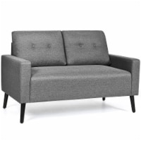 Costway Modern Loveseat Sofa 55'' Upholstered Chair Couch with Soft Cloth Cushion Grey