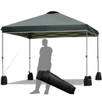 Gymax 10x10 FT Pop up Canopy Tent Wheeled Carry Bag 4 Canopy Sand Bag Gray