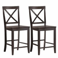 Set of 2 24'' Counter Height Barstools Kitchen Dining Chairs Rubber Wood Frame