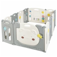 12 Panel Baby Playpen Kids Activity Center Play Yard w/ Lock Door & Rubber Pads