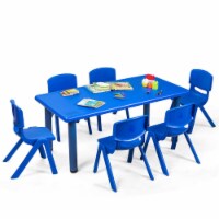 Kids Plastic Table and Stackable Chairs Set Indoor/Outdoor Classroom Home Blue