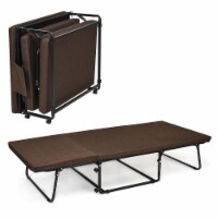 Costway Folding Sleeper Bed Ottoman Lounge Chair w/6 Position Adjustment Brown Brown