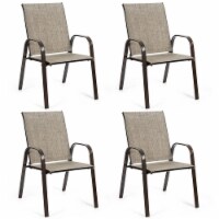 Gymax Set of 4 Patio Chairs Dining Chairs Garden Outdoor w/ Armrest Steel Frame