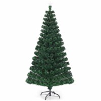 Costway 6ft Pre-Lit Purple Halloween Christmas Tree w/ Orange Lights Pumpkin Decorations