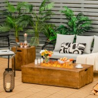 Gymax 48''x27'' 50,000 BTU Propane Fire Pit Table Set w/ Side Table Tank Storage & Cover