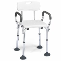 Costway Shower Chair Bathtub Adjustable Height Bench w/ Removable Armrests & Back