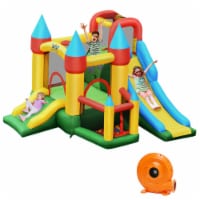Kids Inflatable Bounce House Jumping Dual Slide Bouncer Castle W/ 780W Blower