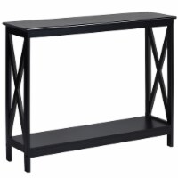 Costway 2-Tier Console Table x-Design Bookshelf Sofa Side Accent Table w/Shelf White\