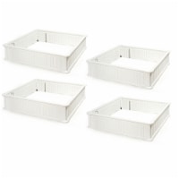 4 Pcs 48.5'' Raised Garden Bed Square Plant Box Planter Flower Vegetable White