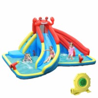 Costway Inflatable Water Slide Crab Dual Slide Bounce House Splash Pool W/ 950W Blower