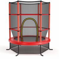 Gymax 55'' Recreational Trampoline for Kids Toddler Trampoline w/ Enclosure Net Red