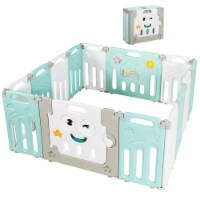 Gymax 14-Panel Foldable Baby Playpen Kids Activity Centre w/ Rubber Mats & Lock Door