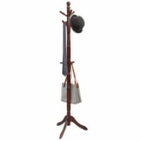 Gymax Wooden Coat Rack Hanger Hall Tree Entryway w/ 9 Hooks 2 Heights Walnut