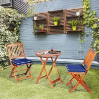 Gymax 3PC Folding Patio Conversation Set Acacia Wood Bistro Set w/ Cushions