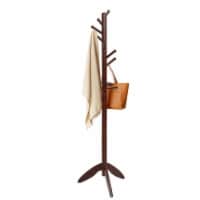 Wooden Coat Rack Hanger Hall Tree Entryway w/ 10 Hooks 2 Heights Walnut