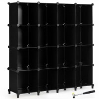 Gymax 16 Cube Storage Organizer Plastic Organizer Units 49.5'' X 13'' X 50.5'' Black