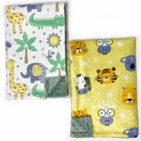 Plush Extra Soft Baby Blankets | 2-Pack of Large 30 x40  Multi-Purpose Blankets | Safari