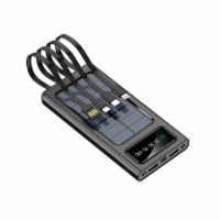 Solar Power Bank 20000Mah Built In 4 Cables Portable Charger W Dual LED Flash